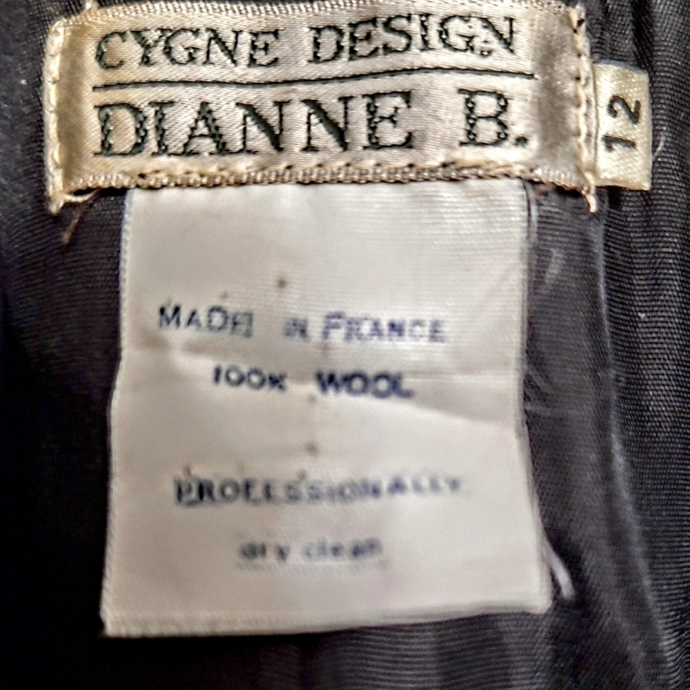 Vintage Couture CYNGE DESIGN Diane B Black Multicolored Wool Suit - Picture 3 of 11